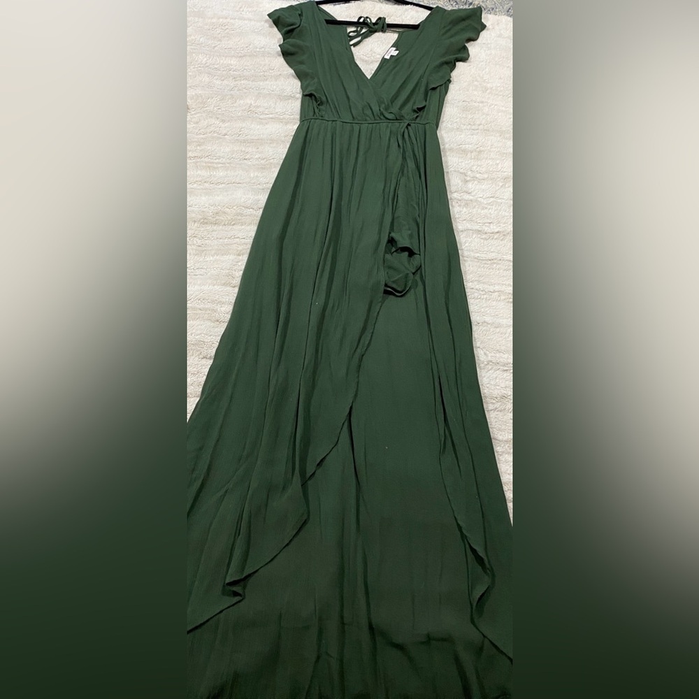 Xhilaration Green A-Line Maxi Skirt with Wrap and Slit